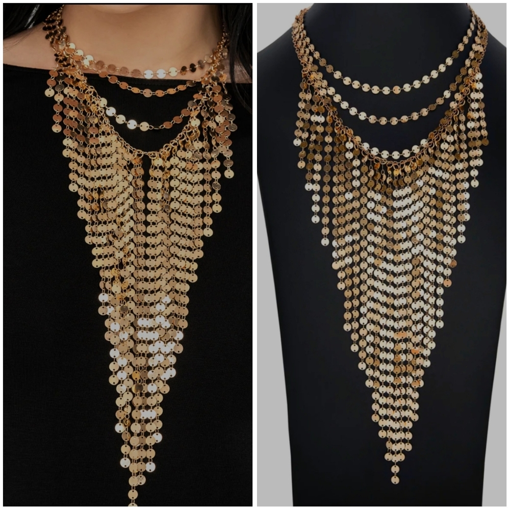 🔥 STUNNING SHIMMERING GOLD DISKS NECKLACE